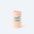 Pink cylindrical tube with Moicha matcha 