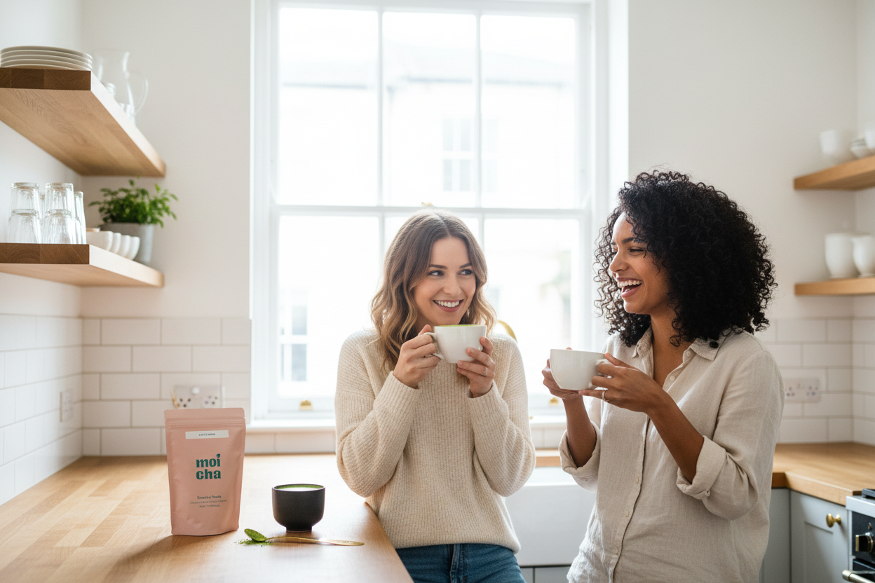 Female models with Latte Grade Matcha in London home