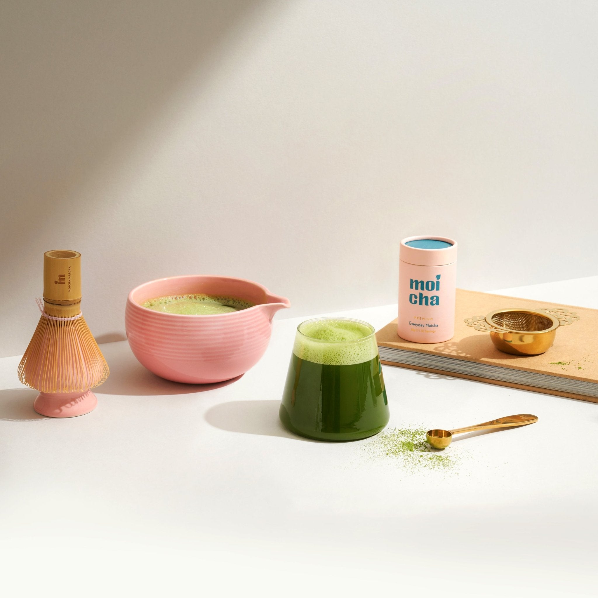 Set Completo Per Matcha Da 4 Pezzi - Frusta In Bambù (Chasen), Ciotola In Ceramica, Misurino E Portafrusta - Kit Regalo